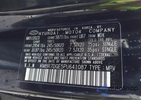 2023 Hyundai Palisade Calligraphy z USA, uszkodzony, nr VIN KM8R7DGE5PU641087